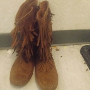 Rampage Tan Wild Fringe Boots